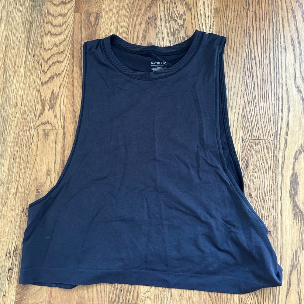 Athletes High Neck Muscle Tee Black Sleeveless Top